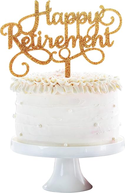 Amazon Com Happy Retirement Acrylic Cake Topper Party Sign Gold
