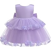 FGTWGS Baby Flower Girl Dress Wedding Bowknot V Back Infant Tulle Tutu Birthday Formal Party Dresses