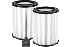 Gazeer 2-Pack VF4000 Filter Compatible with Ridgid Shop Vac,Standard Wet/dry Vac Filter Replacement Compatible with Ridgid 5-20 Gallon and Husky 6-9 Gallon Wet/Dry Vacuums Cleaner