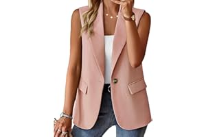 Mina Self 2025 Women's Summer Sleeveless Vest Tops Lightweight Fully-Lined Fashion Casual Work Office Blazers with Pockets