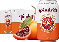 Spindrift Sparkling Seltzer Water, Blood Orange Tangerine Flavored, Made with Real Squeezed Fruit, 12 Fluid Ounce Cans, Pack 