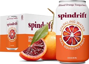 Spindrift Sparkling Seltzer Water, Blood Orange Tangerine Flavored, Made with Real Squeezed Fruit, 12 Fluid Ounce Cans, Pack 