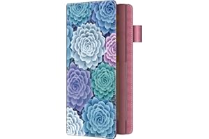BVYA Pattern Printed Leather Checkbook Cover - Personal RFID Blocking Check Book Credit Card Holder Wallet for Men and Women