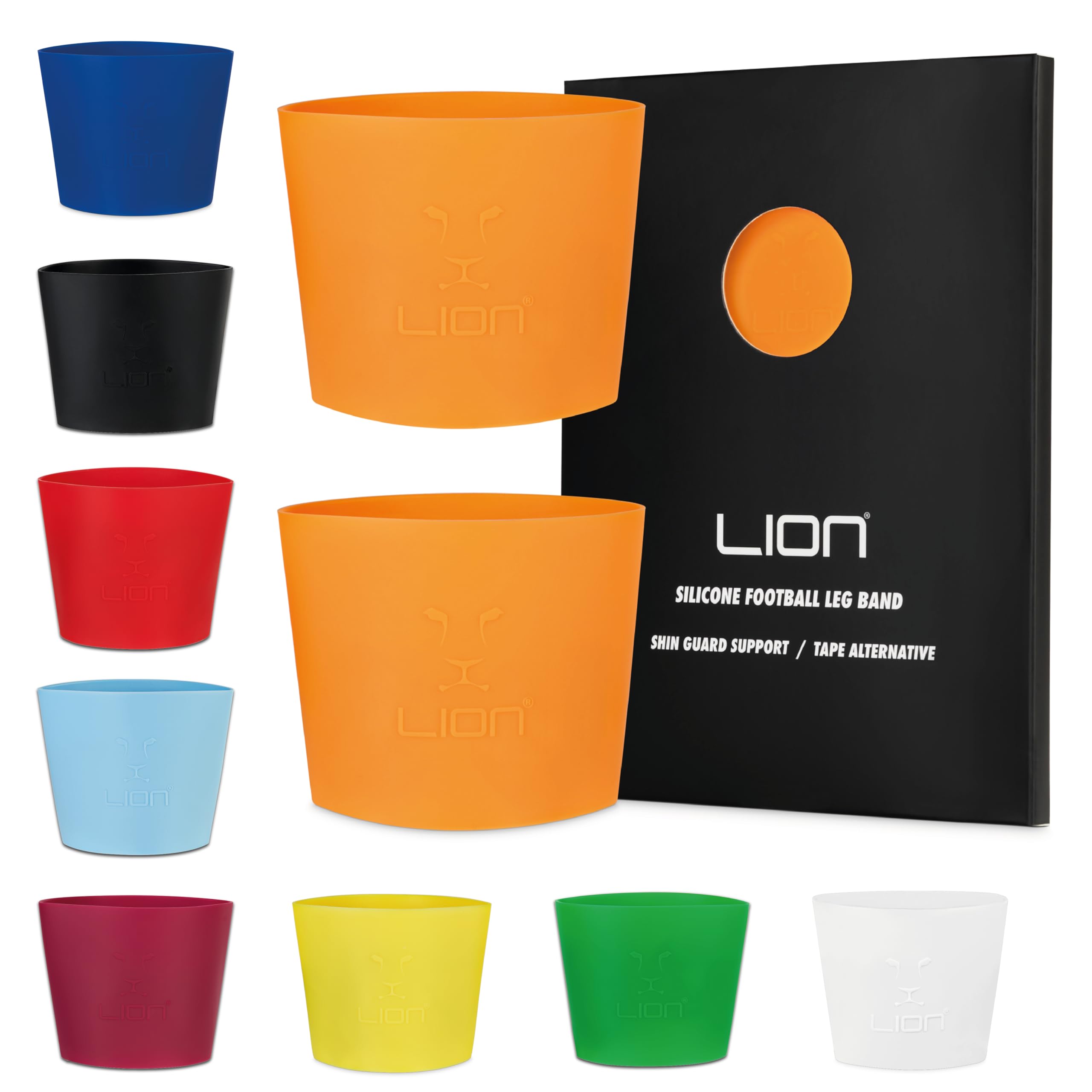 Silicone Football Leg Bands For Adults & Kids - The Tape Alternative To Hold Shin Pads In Place To Match Your Kit (Orange)