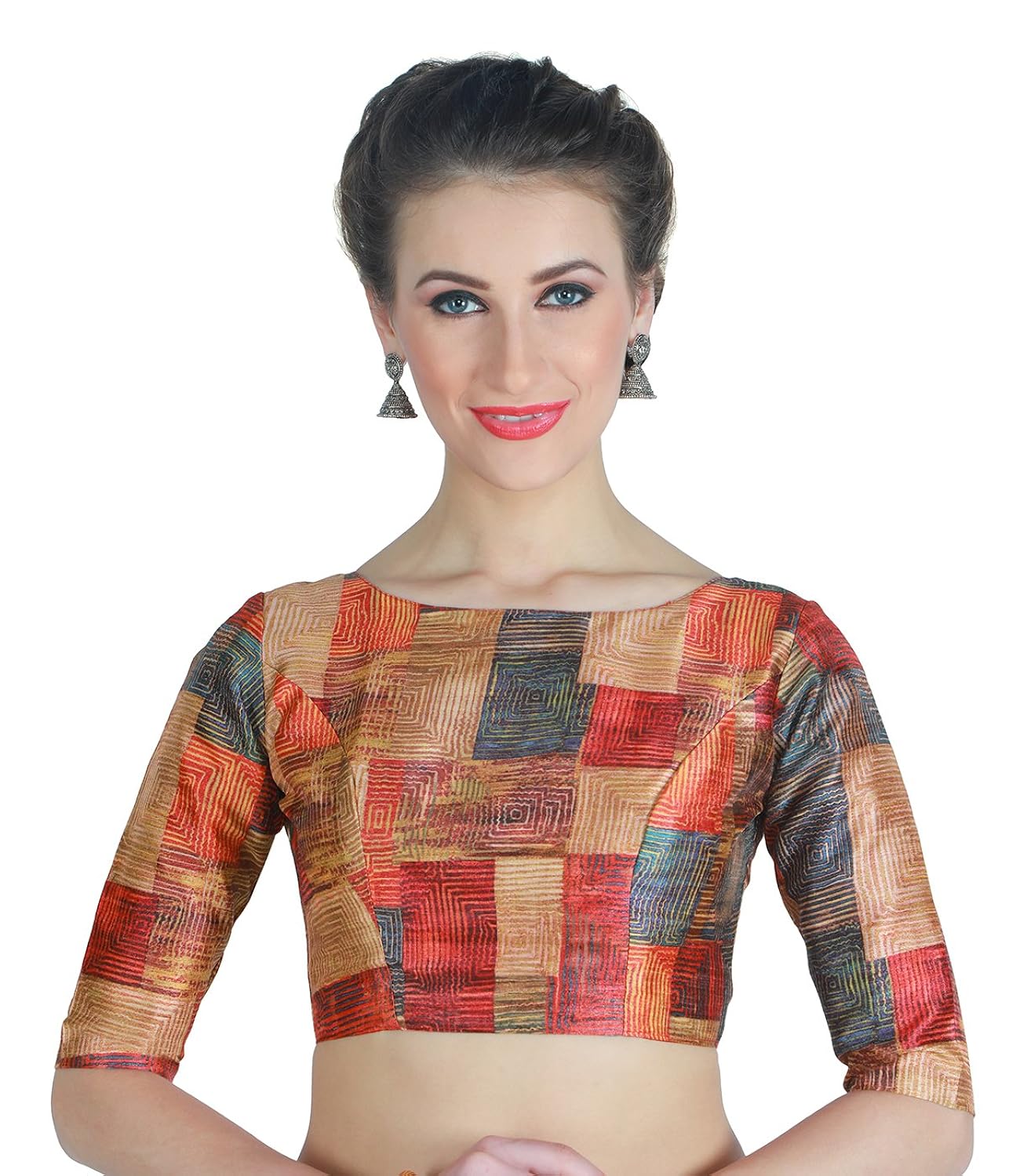 studio shringaar women's polyester back button saree blouse