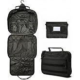 VELVEBAG Tactical Toiletry Bag for Men, Hanging Toiletry Bag for Men, Hanging Waterproof TravelShaving Hygiene Bag, Bathroom Multi-pocket Organizer, for Short Trips, Camping & Gym, Black