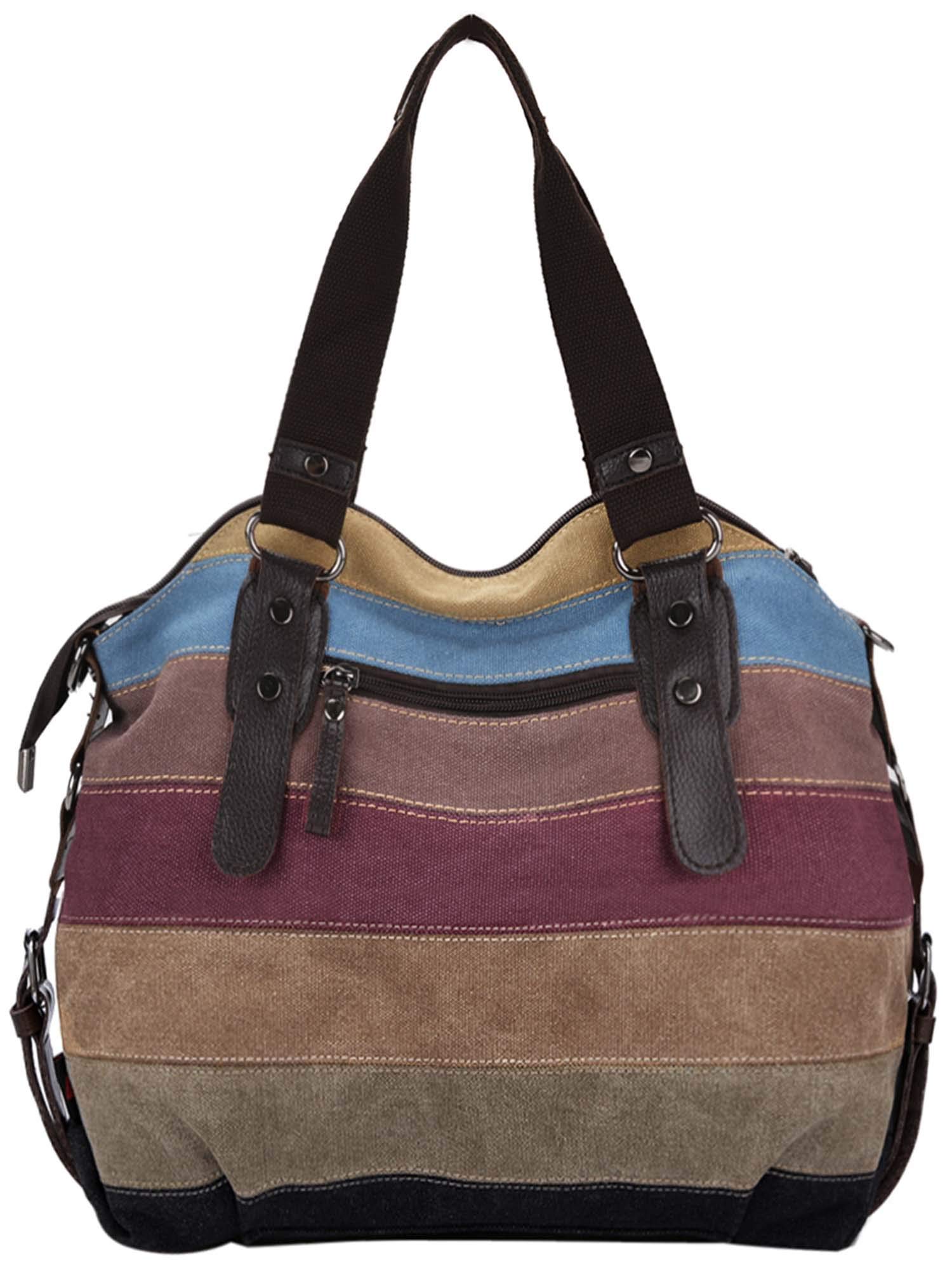 Coofit Bolsos de Mujer Bolso Bandolera Multicolor Rayas Lona Bolso Hombro Mujer Bolso Bandolera Bolso Totalizador