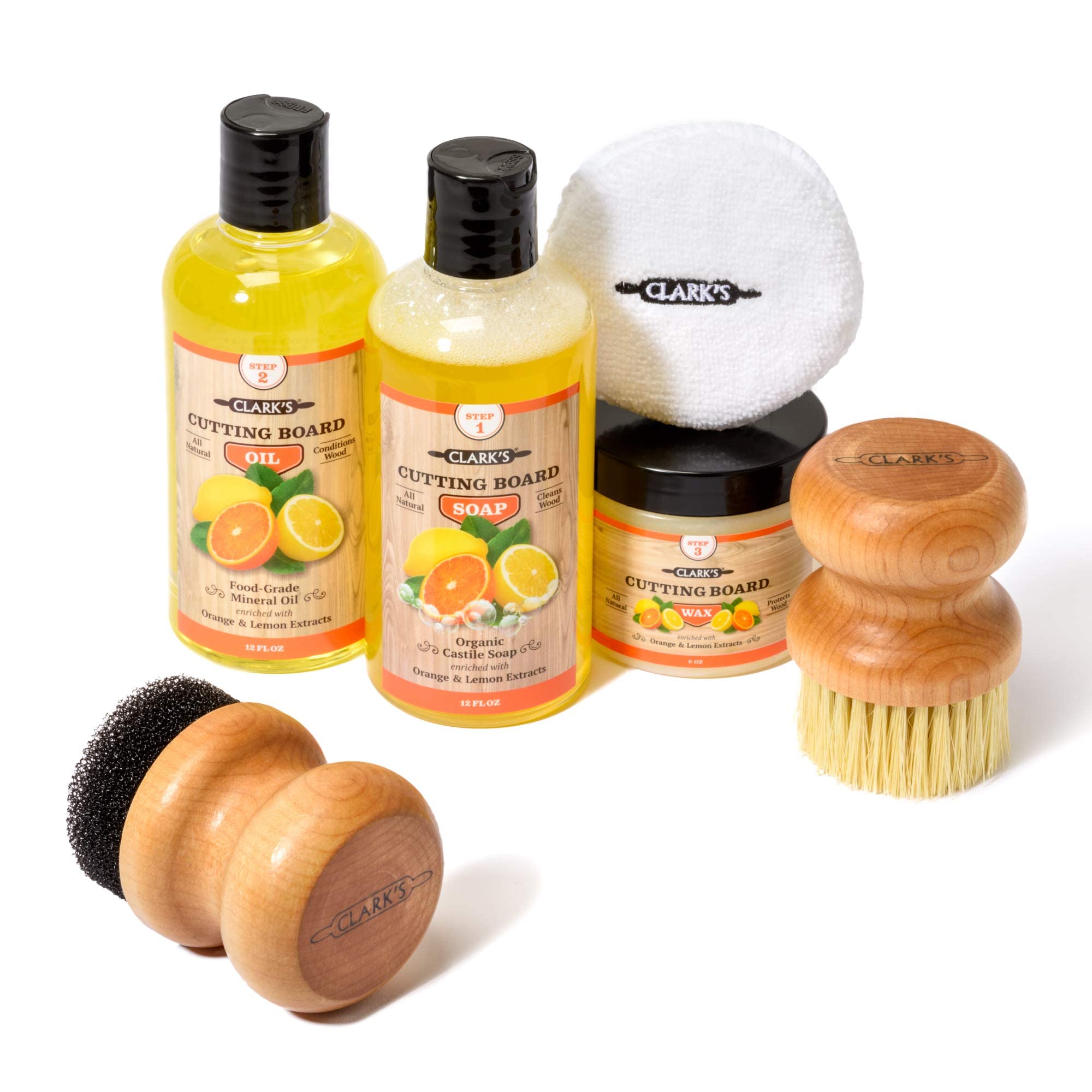 CLARK'S Cutting Board Oil and Wax Kit Complete Care Set includes