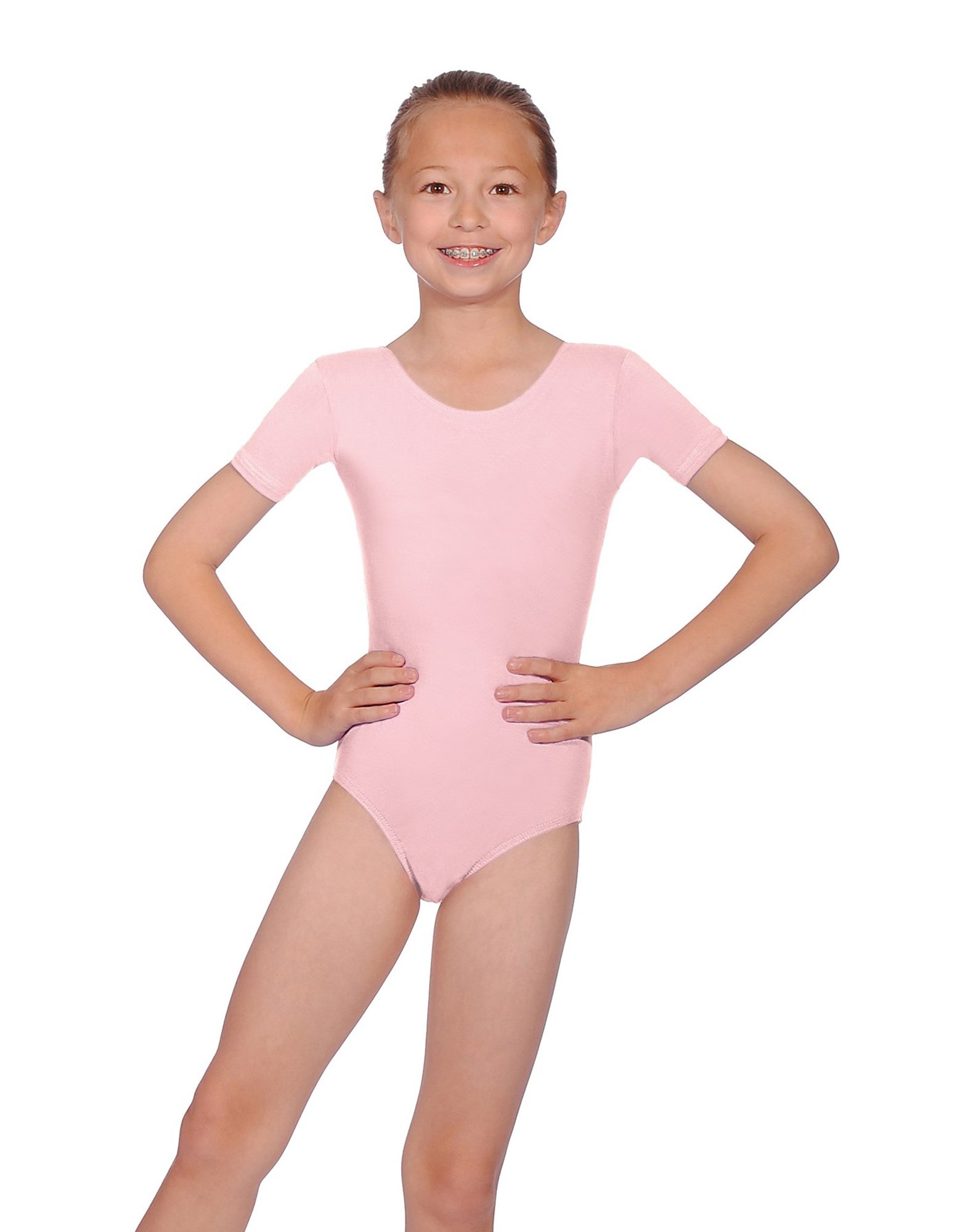 Short Sleeve Cotton RAD Pre-Primary Leotard, Pale pink