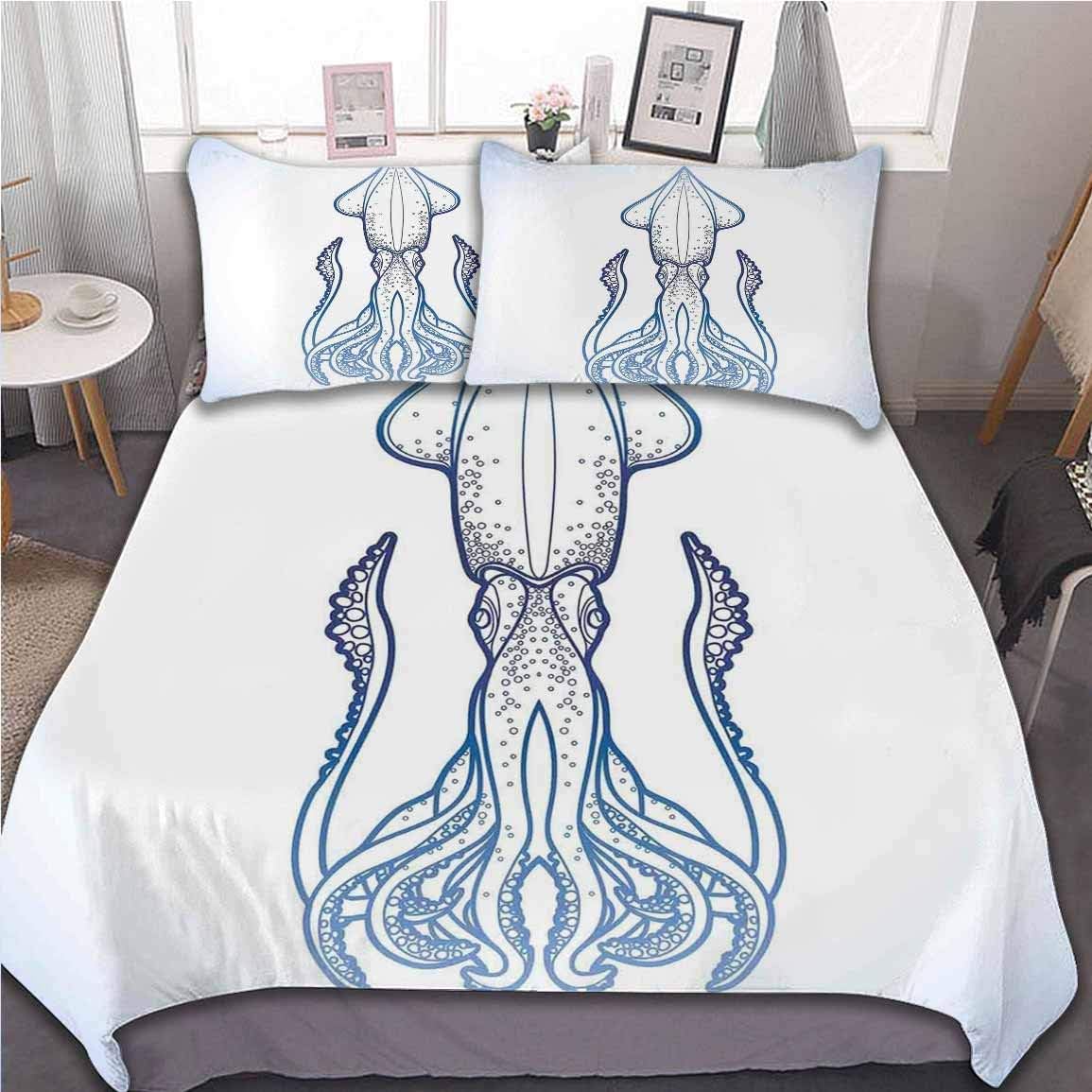 Oobon Juego de funda de edredón con figura de calamares en estilo