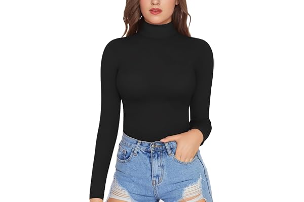 MANGOPOP Women's Mock Turtle Neck Fleece Lined Long Sleeve Thermal Underwear T Shirt Tops Tee
