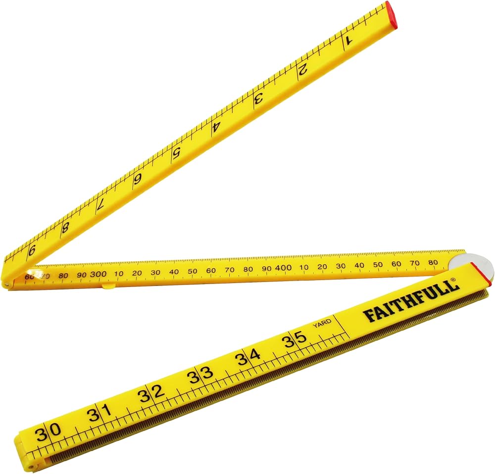 Faithfull Folding Rule 1m / 36in Yellow ABS with Metric & Imperial