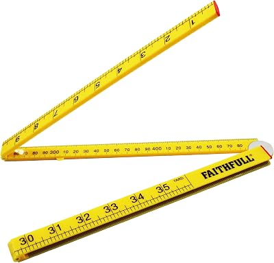 Faithfull Folding Rule 1m / 36in Yellow ABS with Metric & Imperial
