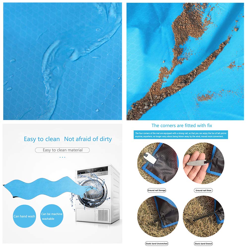 Small Blanket with 2 Cooling Towel Compact Beach Pocket Blanket Waterproof Ground Cover Waterproof Compact Sand Proof Picnic Mat for Travel Hiking Camping Festival Sports - Durable Tarp