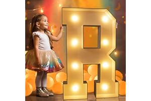 LEDIDO 3FT Marquee Light Up Letters,Big Marquee Letters for Party, Mosaic Letters for Birthday, Light Up Large Block Letters for Baby Shower Wedding Decoration, Pre-Cut Frame Giant Light Up Letters R