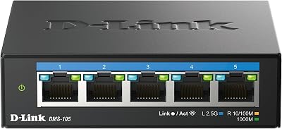 D-Link DMS-105 5-Port 2.5G Unmanaged Desktop Switch UK Plug