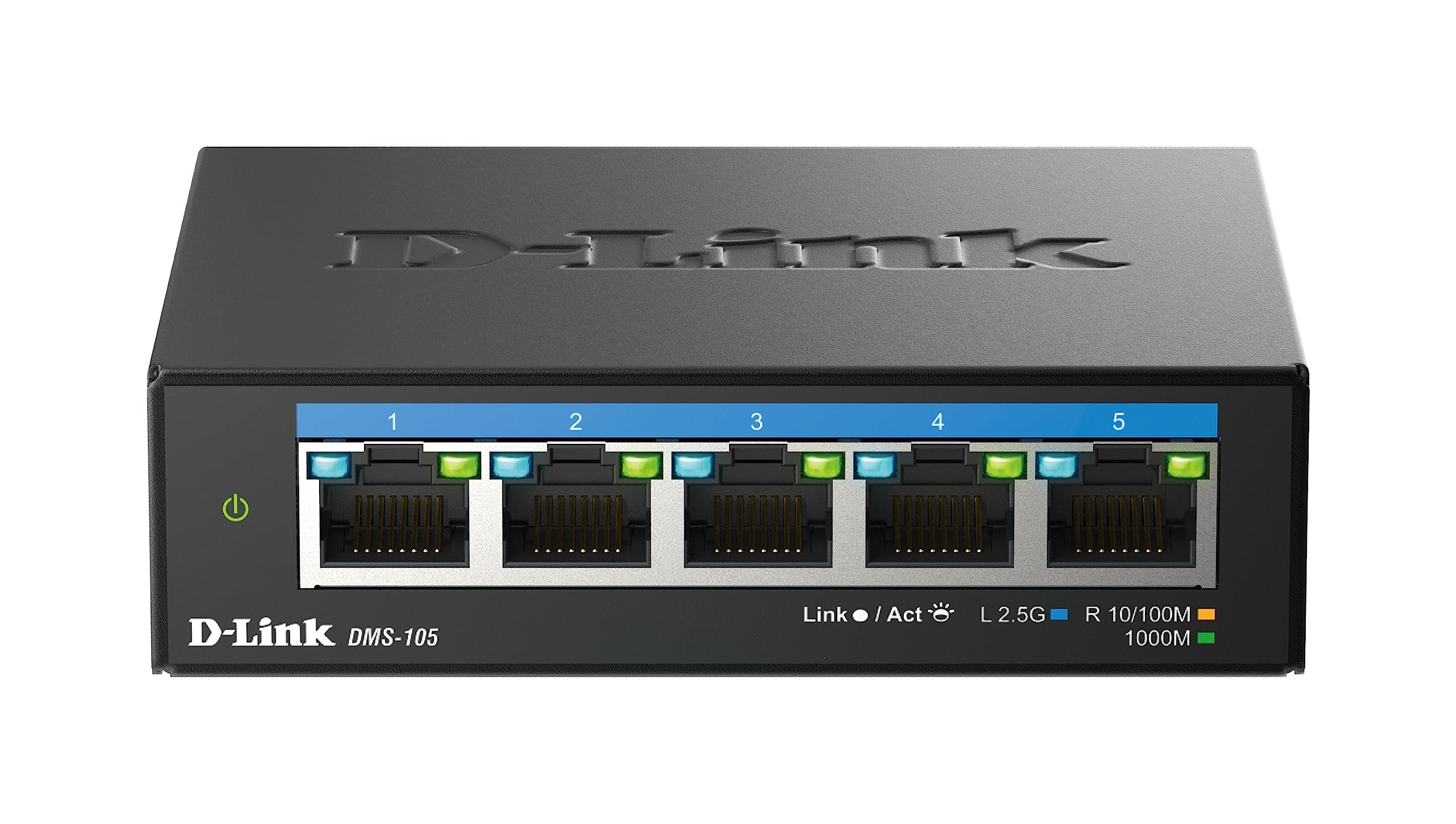 D-Link DMS-105 5-Port 2.5G Multi-Gigabit Unmanaged Desktop Switch with five 2.5 Gigabit Ports, Fanless, Low Profile, Compact, Metal Housing, QoS, UK Plug Only — image 1
