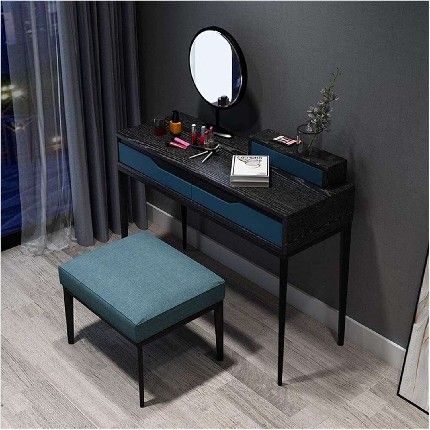 Makeup dressing table 2 IN 1 Makeup Vanity Desk Dark Green Dressing Table With Mirror Makeup
