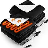 HunnmingRe 2 Pack Heated Car Blanket,12 Volt 3 Heating Levels 60" X 43" Electric Blanket Adjustable Temperature Portable Heated Throw for Car SUV RV Camping Winter Cold Weather (Black)