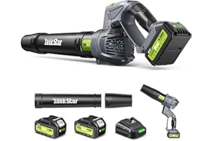 Taskstar Leaf Blower for Lawn: 550CFM Battery Electric Cordless Small Blower with Swivel Head Total 8.0 Ah Battery & Charger - Mini-Leaf for Decker Car Patio Yard