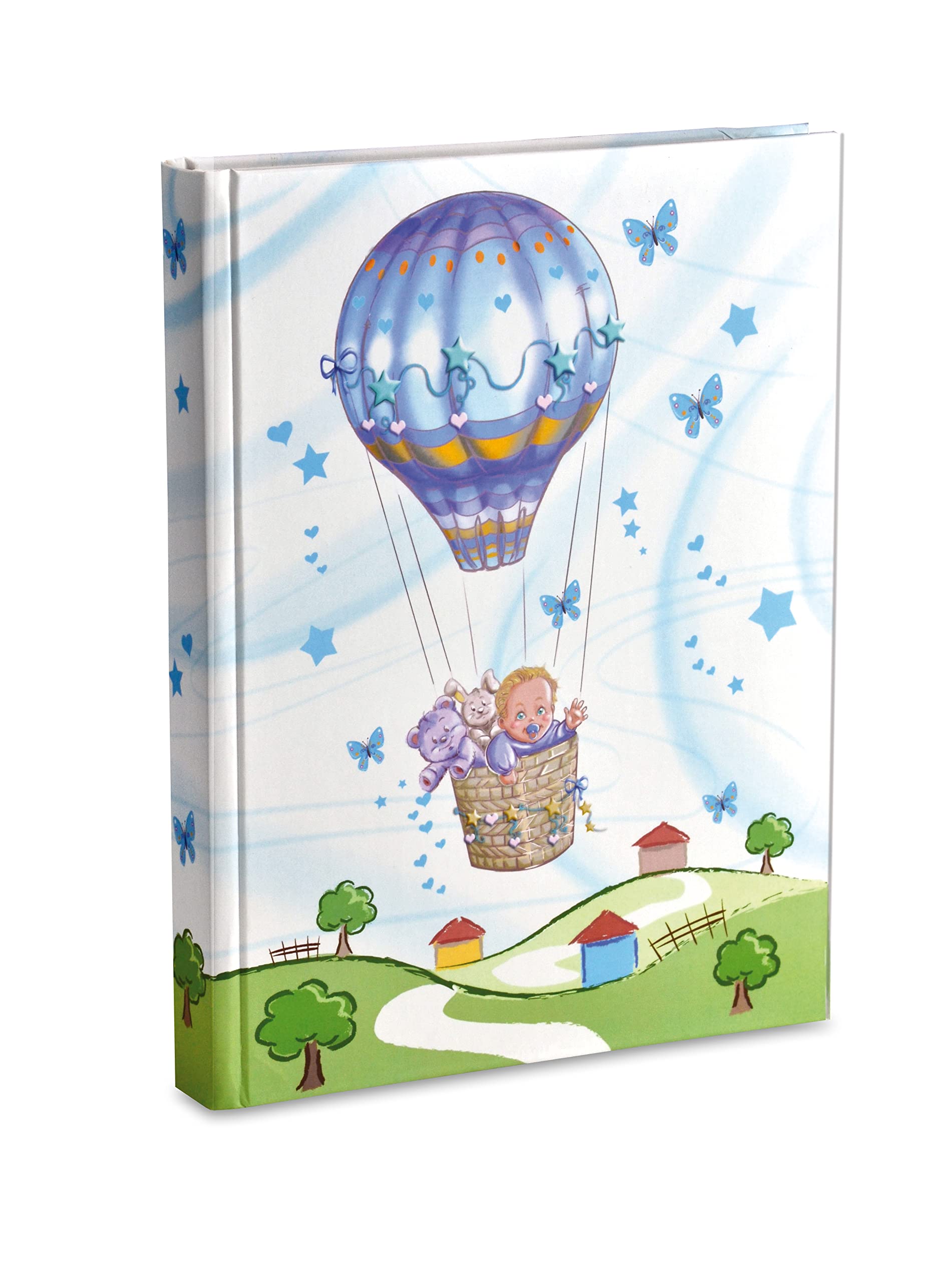 Birth Photo Album 21 x 28 cm with Pockets Holds 200 Photos 13 x 18 cm, Light Blue