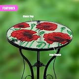 GEEZY Mosaic Garden Table - Poppies Design, 30.5cm Weatherproof Iron view 5