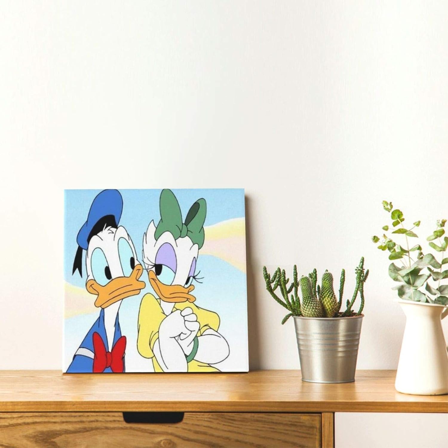 Amazon Co Jp 壁紙ドナルドダックとデイジーダック アートポスター インテリア絵画 油画 おしゃれ かわいい 壁掛け絵画 布 アートパネル 30x30cm Generic