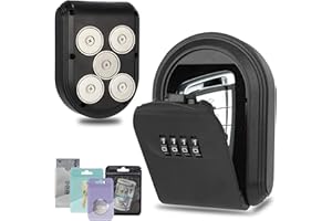 BIENBION Magnetic Key Box for Under Car, Hide a Key Outside with Combination Lock Box, Resettable Safe Security Code Lockbox with 5 Strong Magnets, Anti-drop Magnetic Holder Under Car, Truck, Outdoor (1,Black)