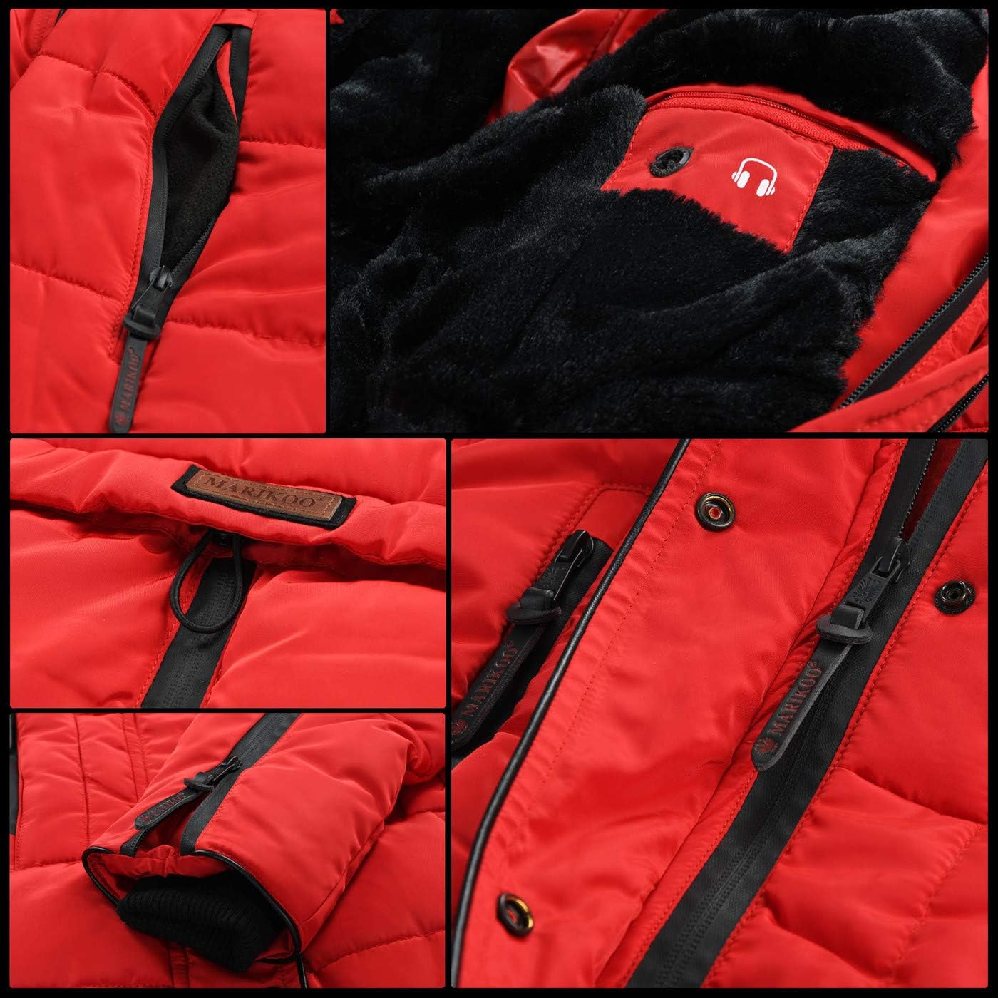 Marikoo warme Damen Winter Jacke Winterjacke Parka Stepp Mantel lang B401