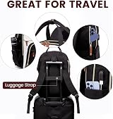 LOVEVOOK Laptop Backpack 15.6 Inch Waterproof Anti-Theft USB Port Black view 6