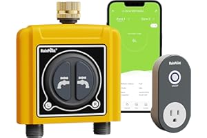 RAINPOINT Sprinkler Timer WiFi Water Timer with Brass Inlet, 2 Outlets Smart Hose Timer,Automatic Irrigation System Controlle