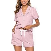 EA'S SECRET Womens Pajamas Set 100% Cotton Soft Short Sleeve Sleepwear Button Down Nightwear Summer Pj Sets S-XXL