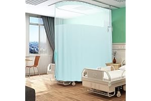 ABBRIGE Medical Privacy Screen Office Showroom Curtains That Let Light In - Flame Retardant Hanging Room Divider Curtains - Meets for Fire Retardant Testing to NFPA-701-2019 (1 Panel, Lake Blue, 15x8ft)