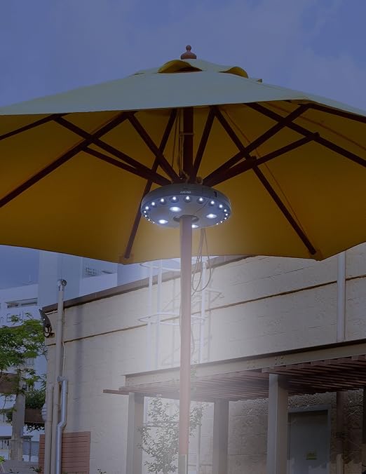 Led Concepts Patio Umbrella Light Wireless 28 Led Lights 3 Lighting Mode Pole Umbrella Light For Patio Umbrellas Camping Tents Or Any Outdoor Use Amazon Com