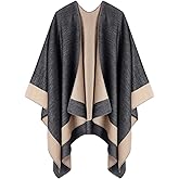 Tazhmily Women's Shawl Wrap Poncho Cape Cardigan Open Front Coat Shawl Wrap Scarf for Spring Fall Winter