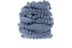 Yalulu 10 Yards Mini Pom Pom Trim Ball Fringe Ribbon Tassel DIY Sewing Accessory Lace for Home Party Decoration,1cm Width (Grey)