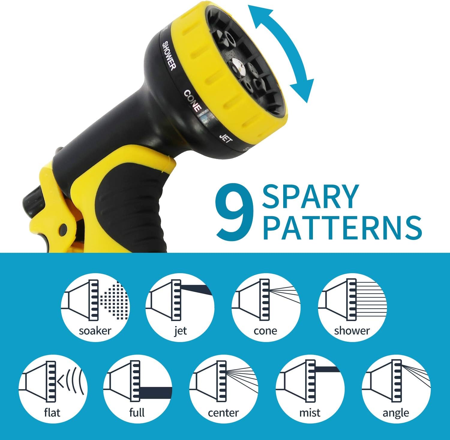 FIENVO 75 ft Upgraded Expandable Durable No-Kink Flexible Garden Water Hose Set with Extra Strength Fabric Triple Layer Latex Core, 3/4" Solid Brass Connectors 9 Function Spray Hose Nozzle : Garden & Outdoor