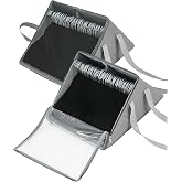 Qozary Upright Clothes Hanger Organizer Bag, 2 Pack | Tangle-Free, Dual Compartments, Clear Cover, Foldable with Carry Handle