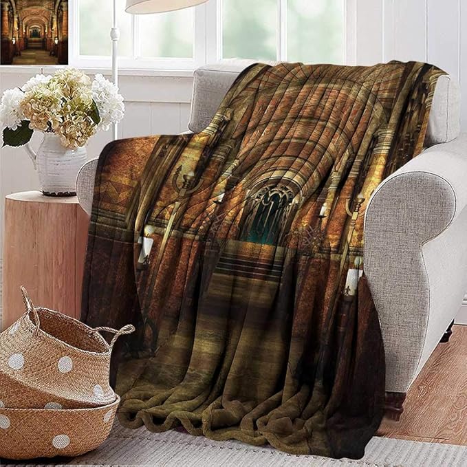 Throw Blankets Fleece Blanket，Gothic House Decor,Ancient