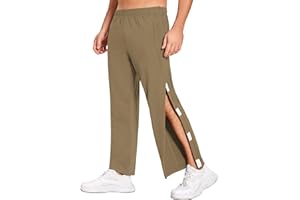 Deyeek Men's Tear Away Pants 2 Side Snap Open Bottom Sweatpants Loose Fit Casual Post Surgery Pants with Pockets