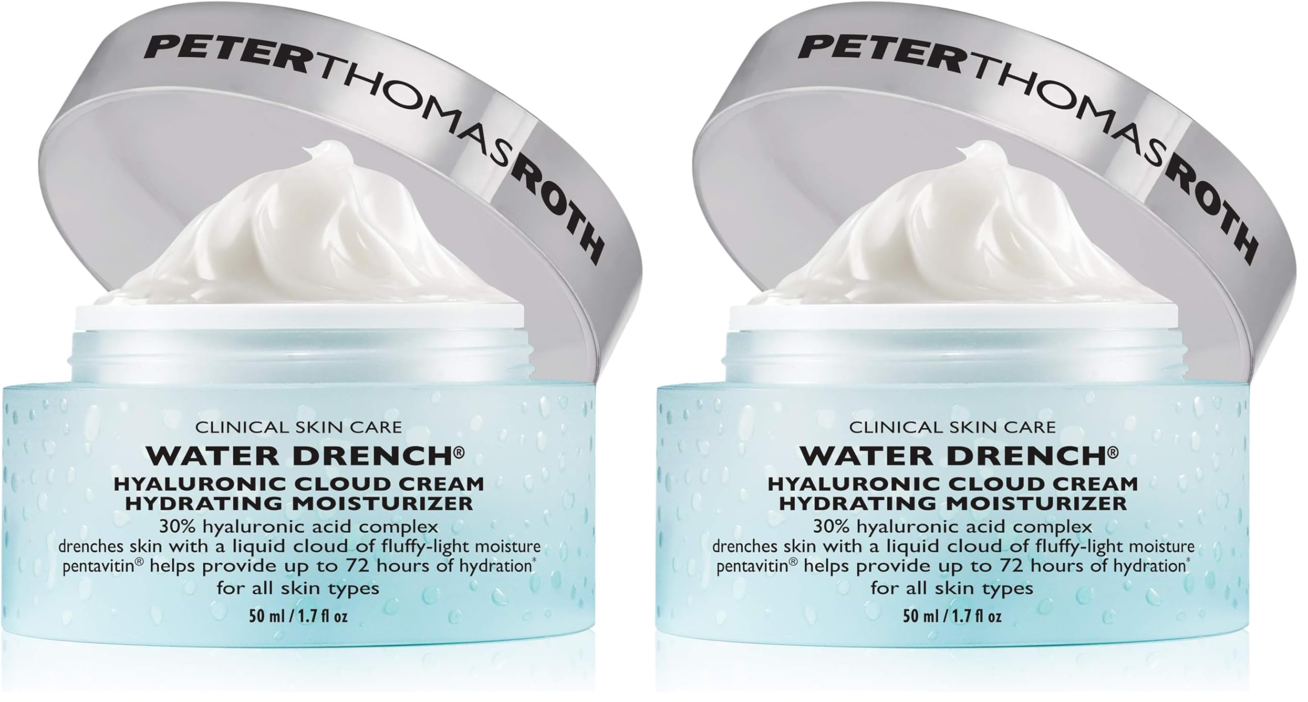 Peter Thomas Roth | Water Drench® Hyaluronic Cloud Cream Hydrating Refillable Moisturizer | Hyaluronic Acid Cream For All Skin Types,Line-Smoothing,Fragrance-Free,(Pack of 2)