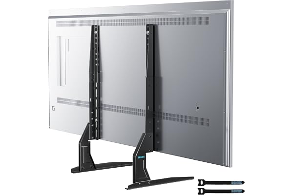 BONTEC Universal TV Stand for 22-65 Inch TVs, Table Top Metal TV Legs for Plasma LCD LED Screens, Height Adjustable 3 Levels