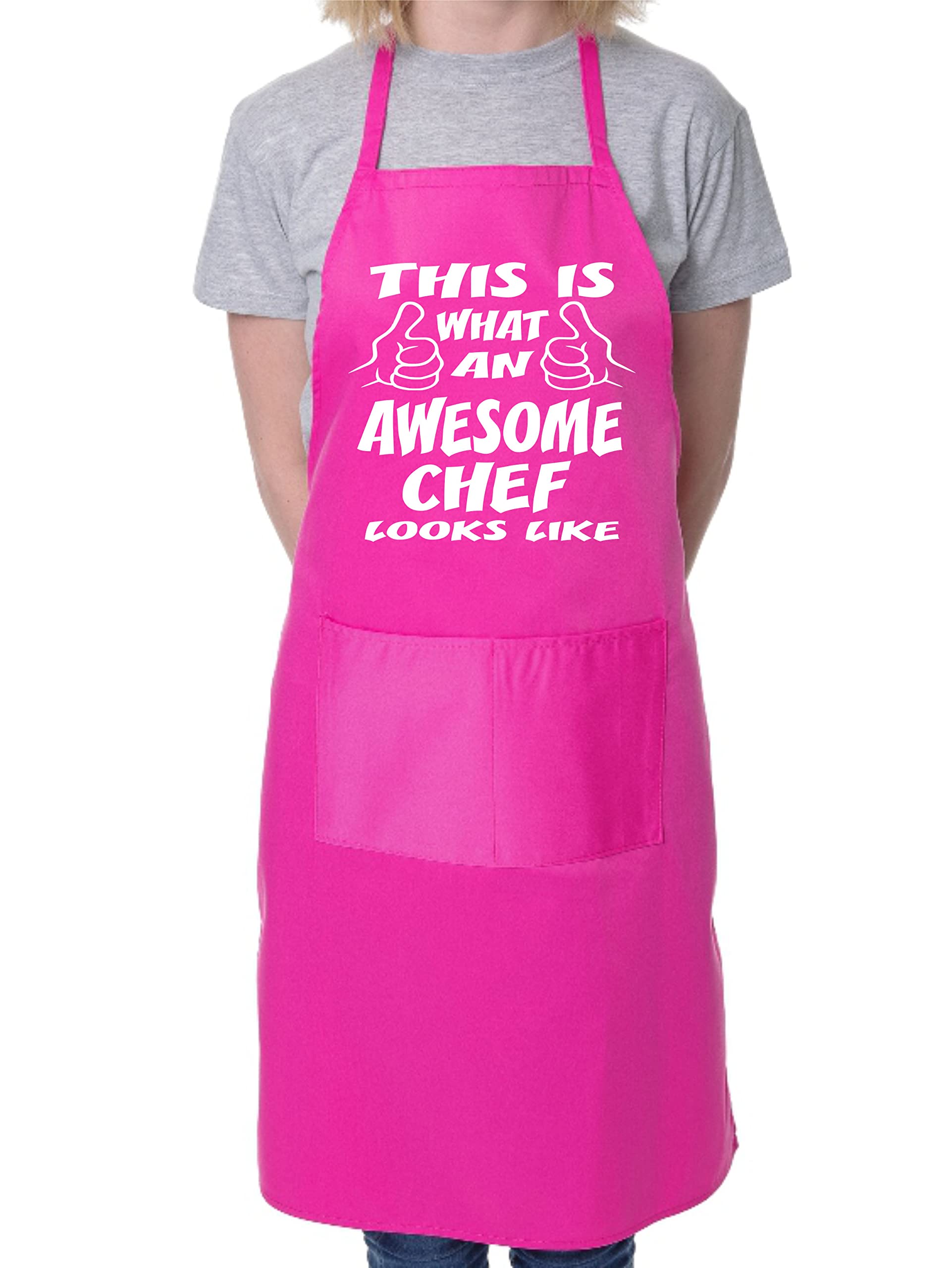 Print4U Awesome Chef Funny Fathers Day BBQ Cooking Novelty Apron Pink