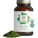 PURE SYNERGY Organic Barley Grass Juice Powder (5.3 oz.) | Chlorophyll-Rich Greens Powder, Organic Cold-Pressed Barley Grass Juice, For Energy, Detox, &amp; Digestion Support