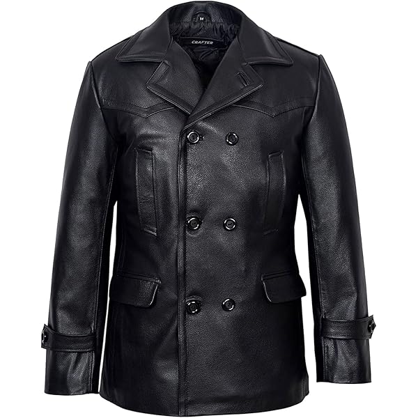 ジャケット・アウター LEATHER COMBINATION DOUBLE LAPELED COAT ジャケット・アウター LEATHER COMBINATION DOUBLE LAPELED COAT