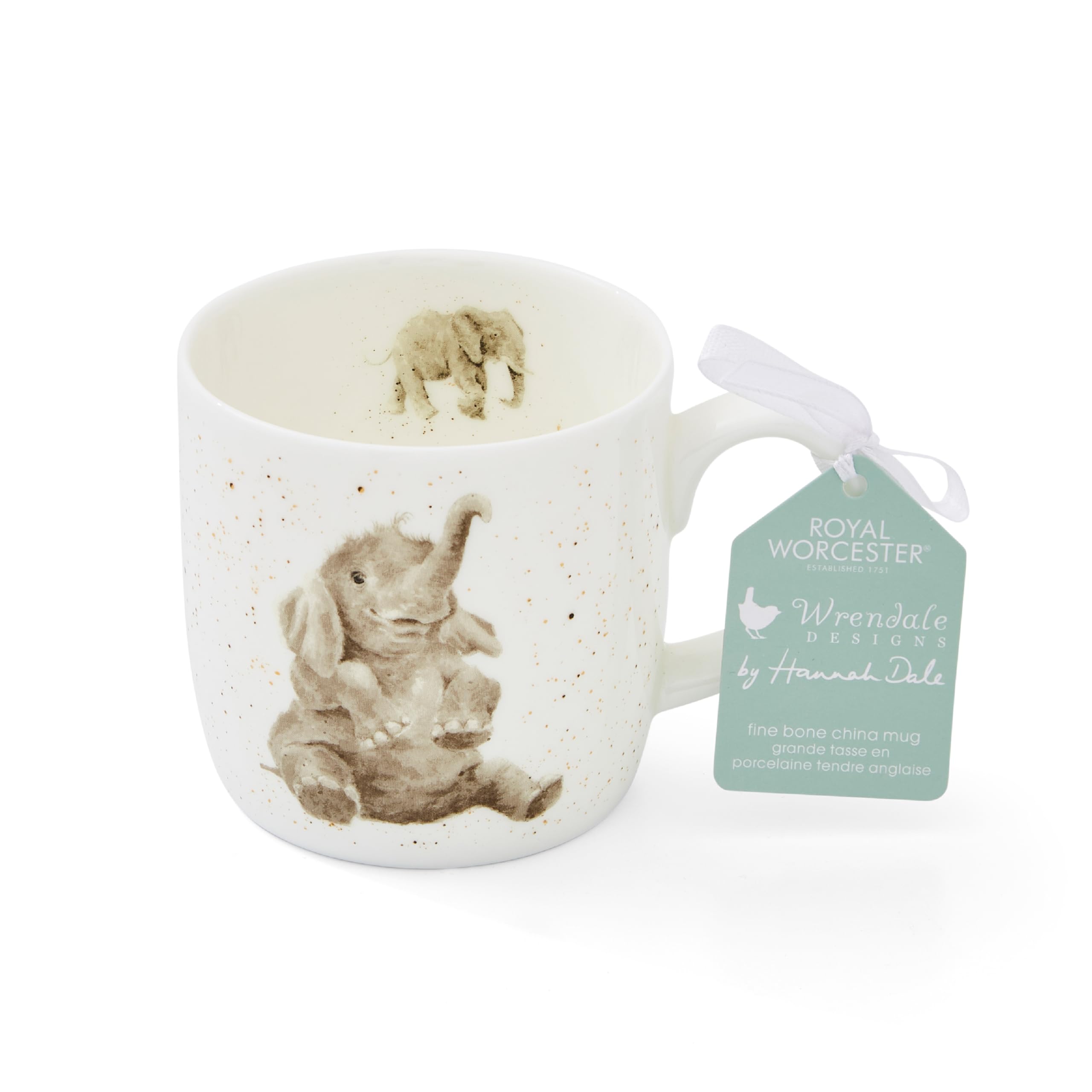 Wrendale by Royal Worcester Bone China Mug Role Model Elephants, Multi-Colour,11 oz