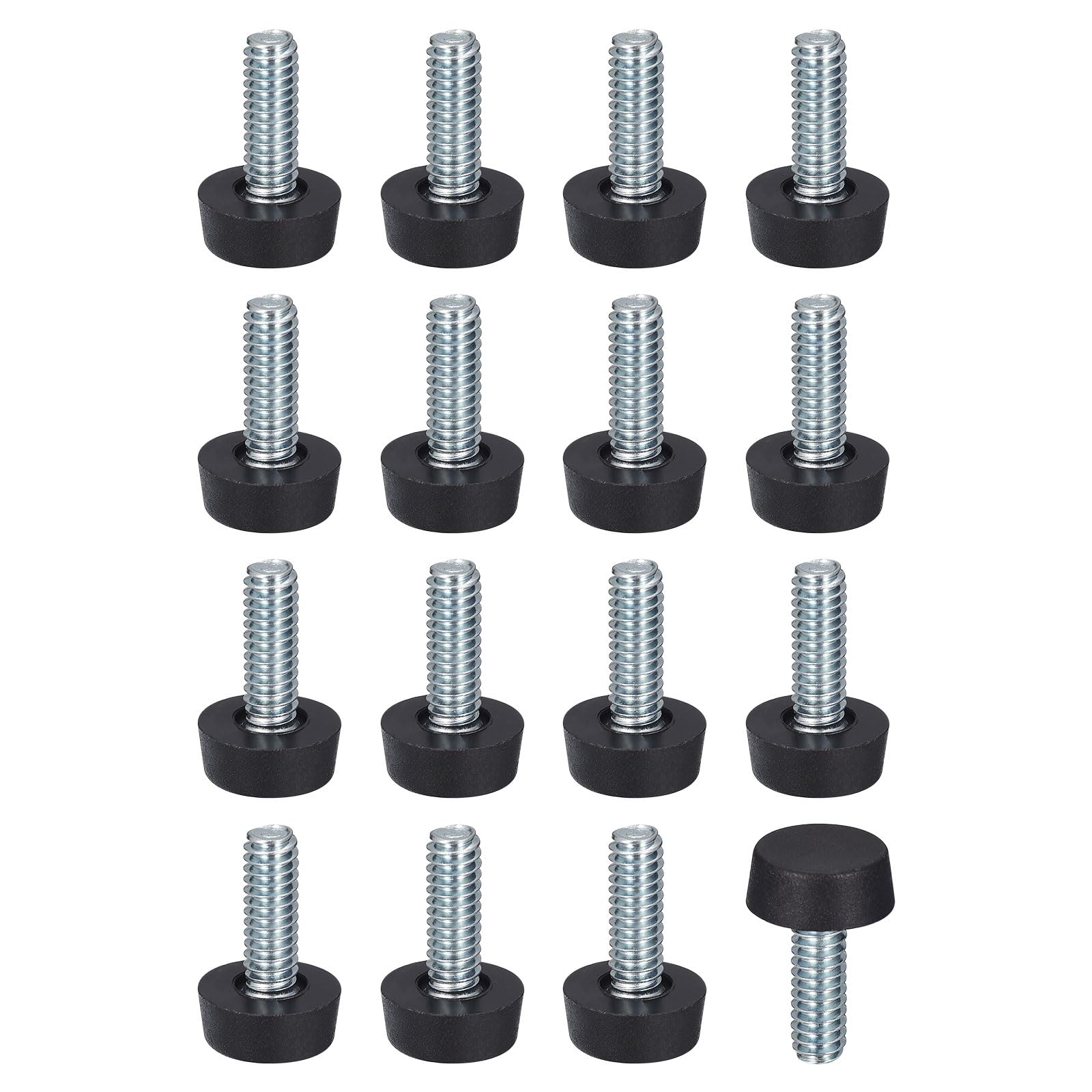 Uxcell Adjustable Furniture Feet, 24Pcs 1/4"-20 UNC Thread - Furniture Leveling Leg Screw in Threaded for Table, Chairs, Sofa, Wardrobe (Black)
