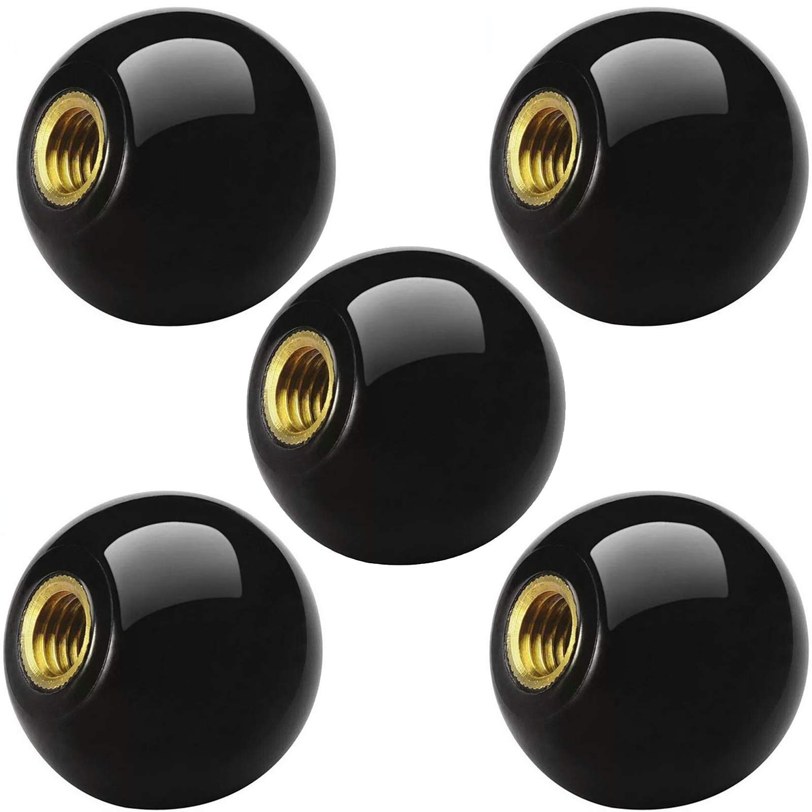 Rybtd 5-Piece Black Ball Lever Knob - M8*32, Insulated Bakelite, Built-in Copper Nut - For Coffee/Tea Maker, Lawn Mowers, Tractors & Machine Tools