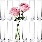 LOSYHU 12 Pack 7 Inch Glass Cylinder Bud Vases for Centerpieces Clear Slim Flower Vases Tall Glass Cylinder Vase Small Vase for Single Rose Vases Bulk, Home Aesthetic Desk Decor