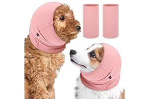 Wanmu 2Pcs Quiet Ears for Dogs, Hood for Dogs, Dog Ear Cover Hoodies, Dog Calming Aid for Anxiety Relief, Original Calming Band for Dogs & Cats, Pet Grooming & Force Drying(Medium)